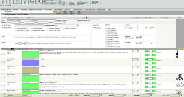 Warenwirtschaft Shopsoftware Produktstamm